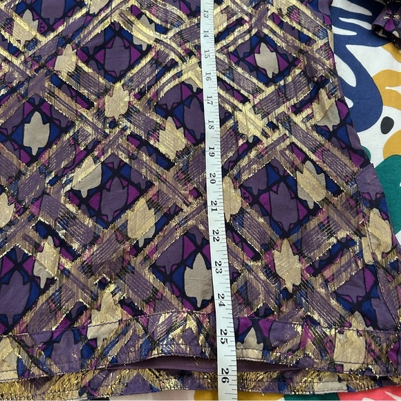 Tory Burch Purple and Gold 3/4 Sleeves Blouse Women Size 4 - Picture 10 of 10